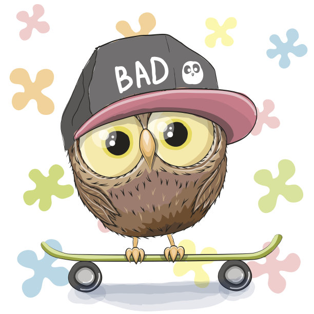 猫头鹰和滑板图片下载