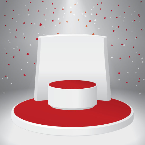 被五彩纸屑和红地毯照亮的讲台图片下载