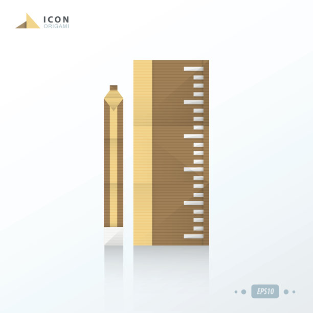 尺子，铅笔，折纸图标设计图片下载