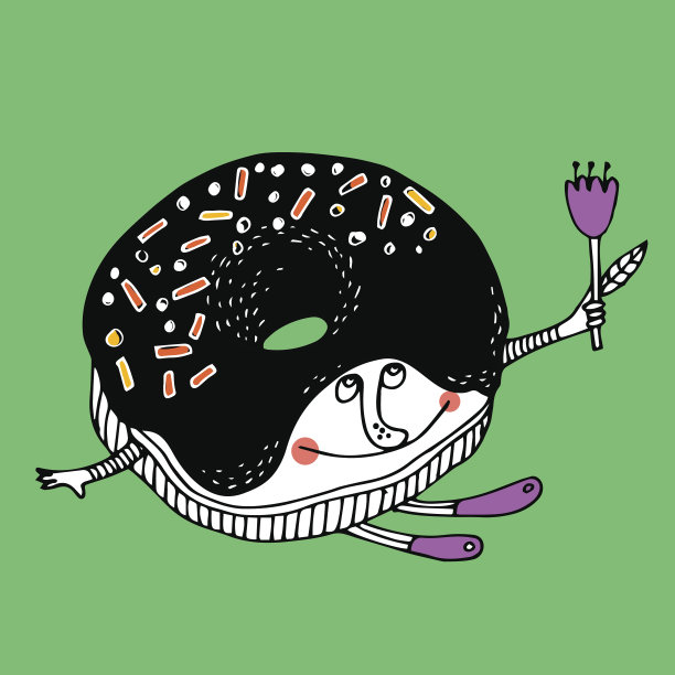 甜甜圈的卡通人物。图片下载