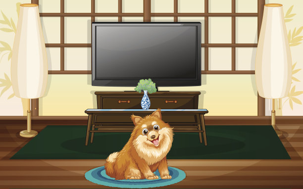 可爱的狗在房子里图片下载