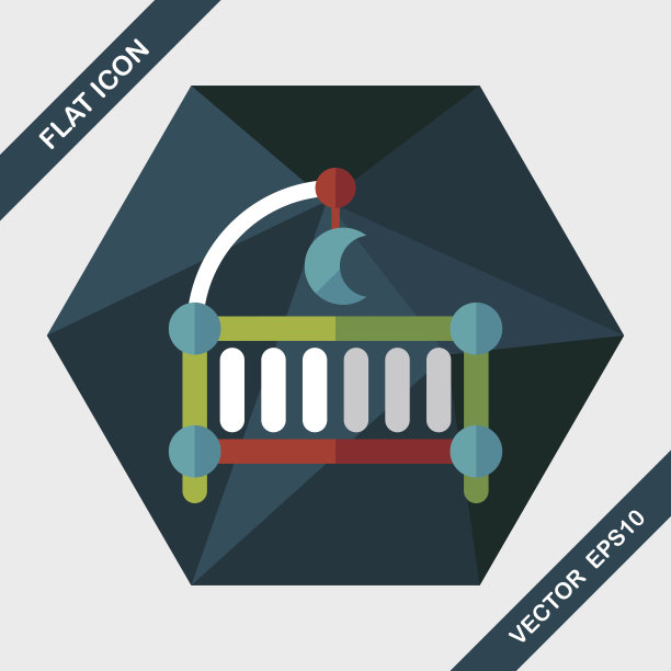 婴儿摇篮床与长影子的图标，eps10图片下载