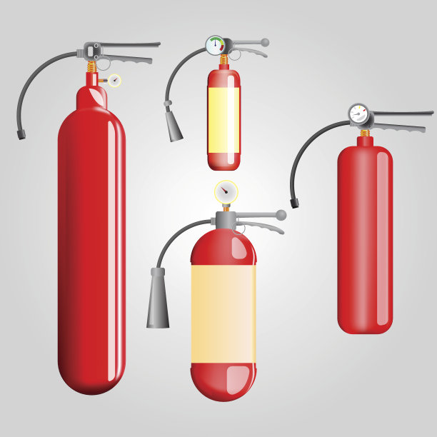 四个红色灭火器图片下载