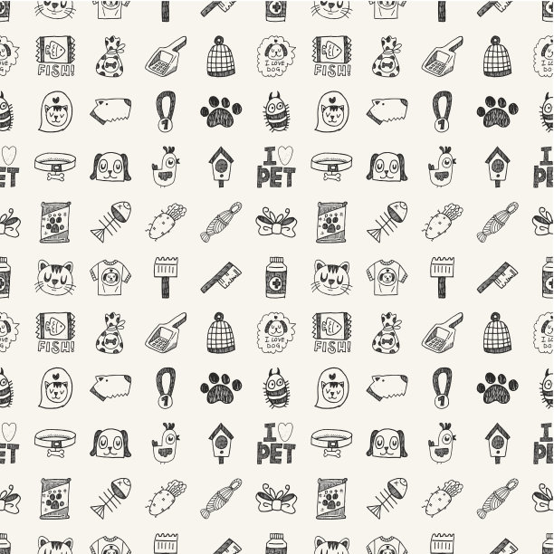 无缝涂鸦宠物图案图片下载