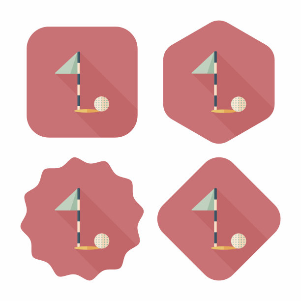 高尔夫平面图标与长影子，eps10图片下载