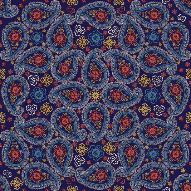 佩斯利织物无缝矢量图案。向量东方主题图片下载