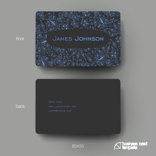 名片矢量模板与花卉装饰的背景图片下载