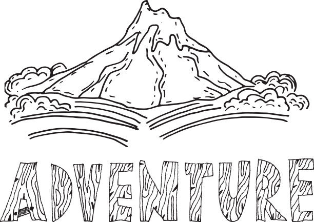 冒险主题的手绘标签。向量图片下载