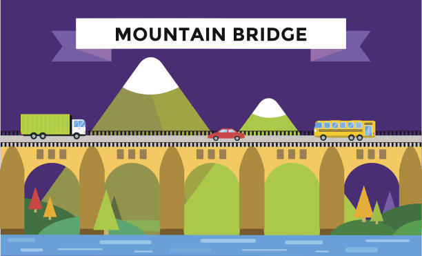 山桥景观向量图片下载