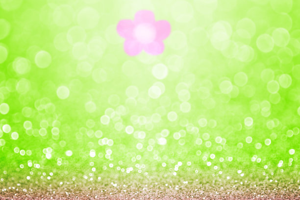 绿色的粉红色花闪耀散景背景图片下载