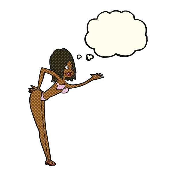 穿着比基尼和思想泡泡的卡通女人图片下载