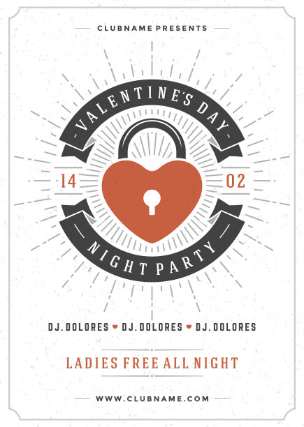 快乐情人节派对海报设计模板图片下载