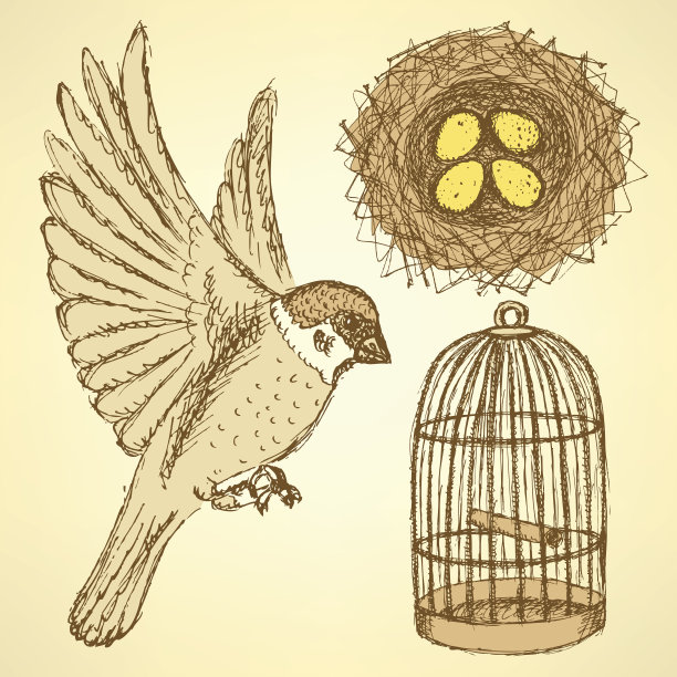 素描情人节设置在复古风格图片下载