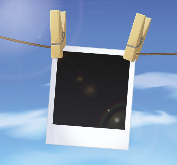 照片上的蓝天背景，白云和衣服别针图片下载