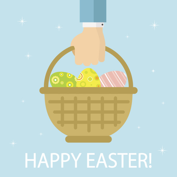 篮子里有三个复活节彩蛋图片下载