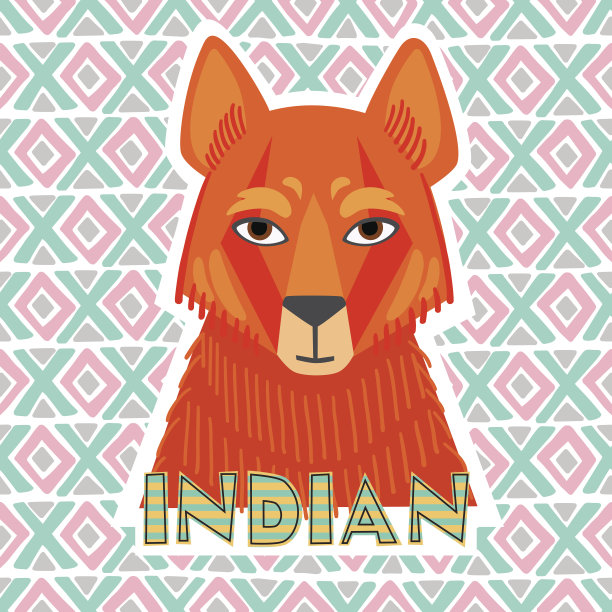 豺红色矢量插图图片下载