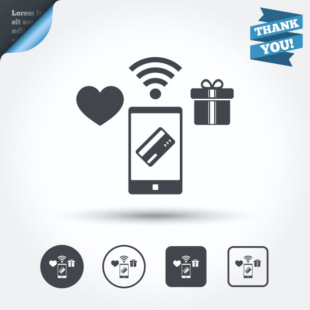 移动支付图标。智能手机,信用卡。图片下载