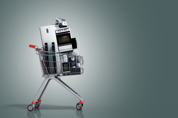 家电在购物车中进行电子商务或网上购物图片下载