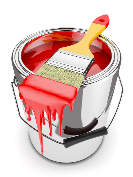 油漆刷在油漆罐上图片下载