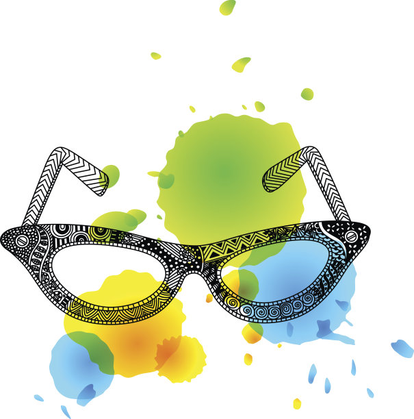 眼镜水彩斑点背景图片下载