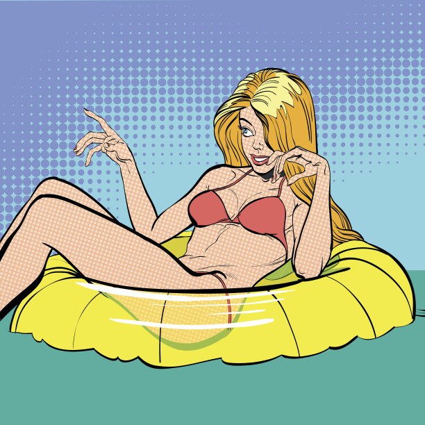 性感年轻躺在一个游泳服金发碧眼。美丽的年轻女子。女人拥有快乐。梦中女人。女人希望。拥有快乐。广告的概念构思。半色调的背景图片下载