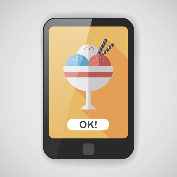 冰淇廉图标与长阴影，eps10图片下载