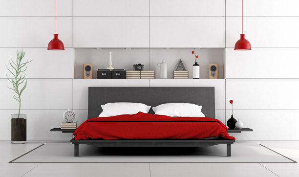 现代卧室与双人床图片下载