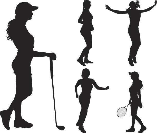 不同女人的矢量剪影。图片下载