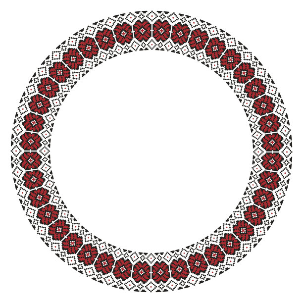 传统斯拉夫圆形刺绣图片下载