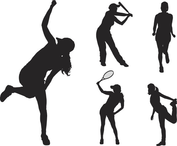 不同女人的矢量剪影。图片下载