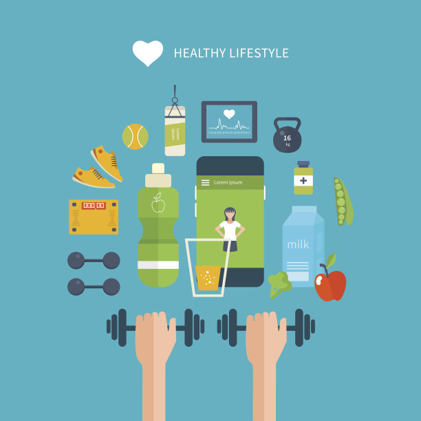 健康生活方式，健身，体育活动的标志。健康的生活方式的概念图片下载