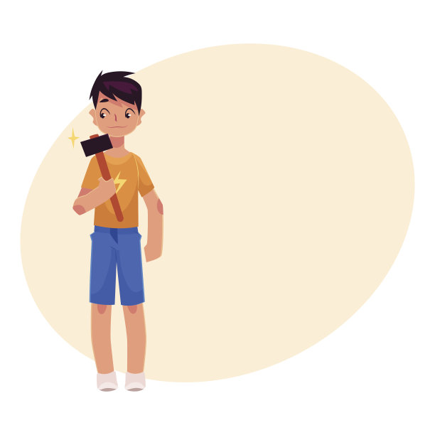 一个拿着锤子的少年的全身像图片下载