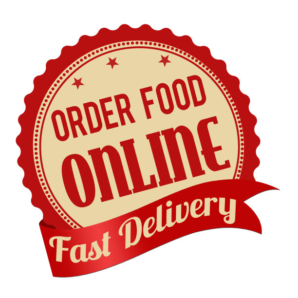 订购食品在线促销标签，贴纸或邮票图片下载