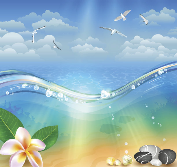 夏季海景矢量图素材图片