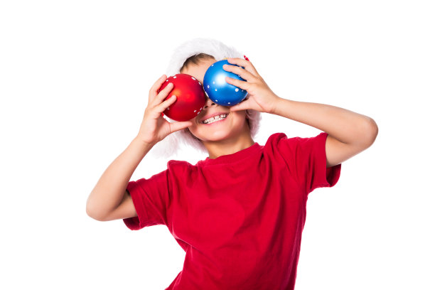 有圣诞装饰的有趣男孩图片下载