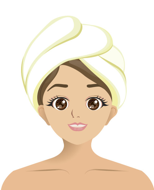 矢量女孩的头发包裹在浴巾图片下载