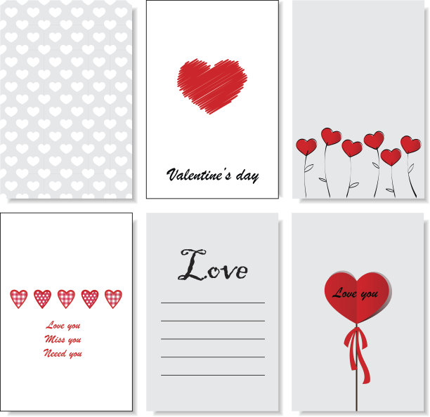 收集浪漫和爱情卡片图片下载