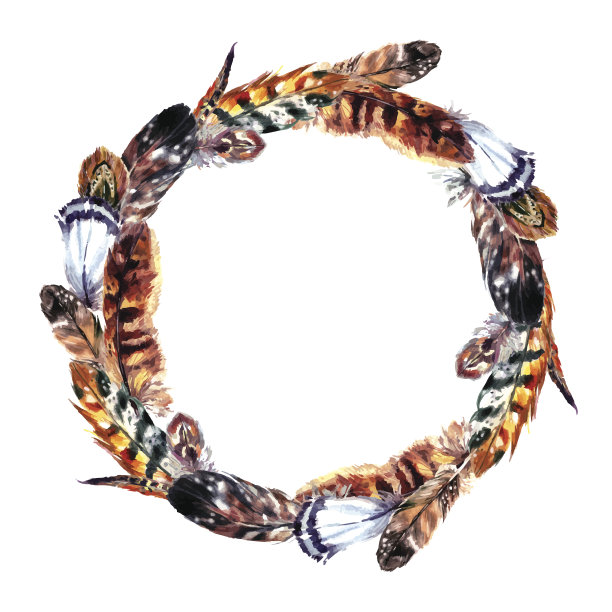 波西米亚风格的水彩花环。图片下载