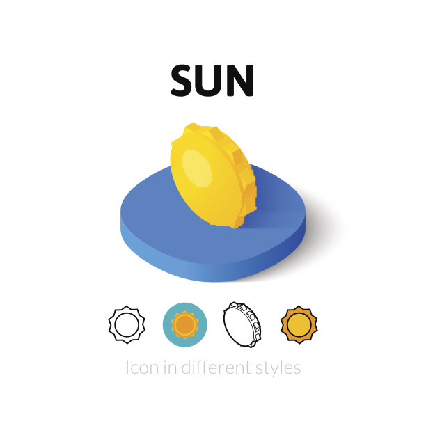 太阳图标在不同的风格图片下载