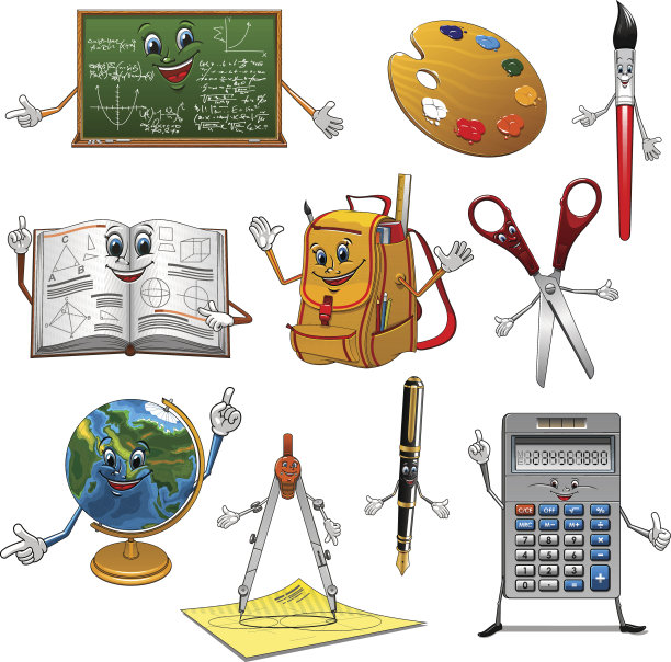 回到学校的物品卡通人物图片下载