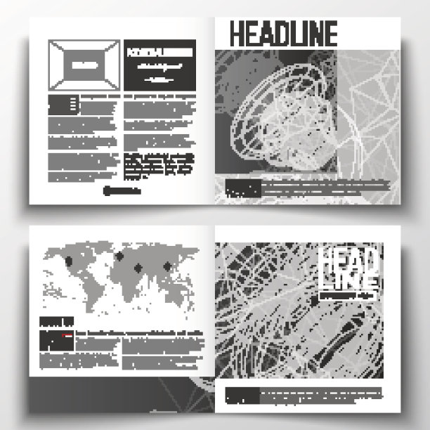 矢量集方形设计宣传册模板。分子结构与图片下载