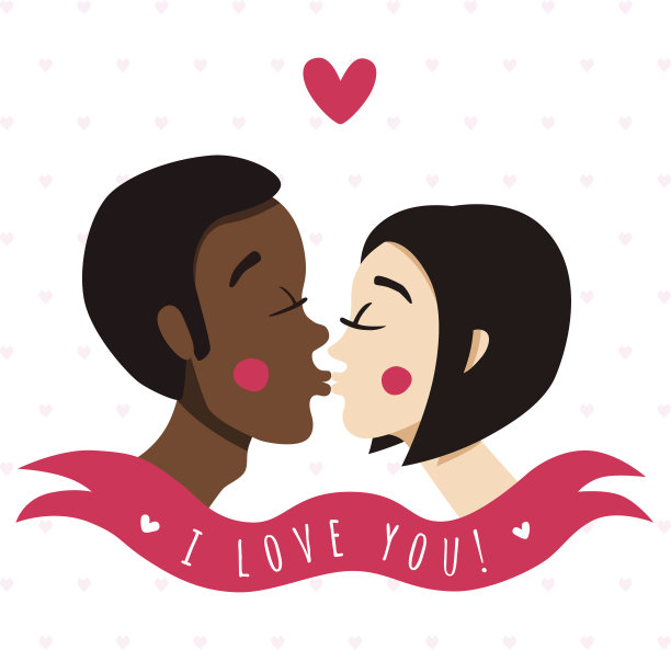 我爱你的卡片和背景与接吻的情侣图片下载