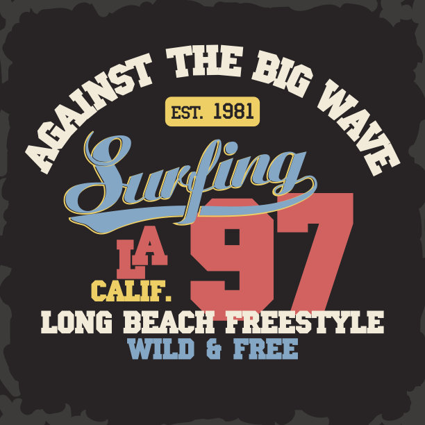 冲浪t恤平面设计图片下载