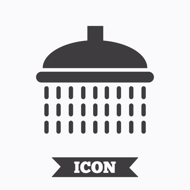 淋浴标志图标。灌洗用水滴符号。图片下载