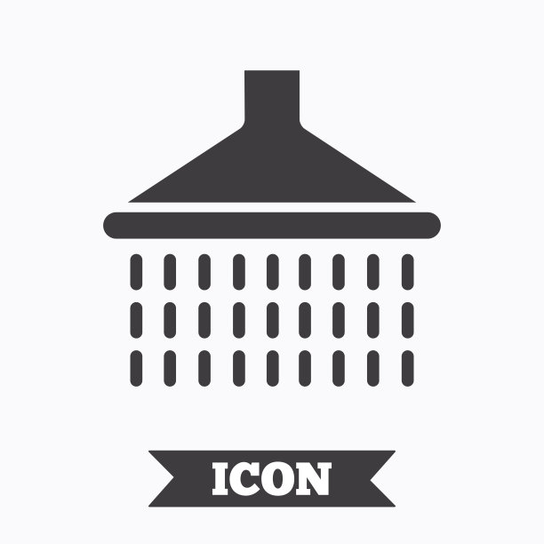 淋浴标志图标。灌洗用水滴符号。图片下载