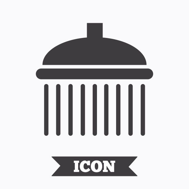 淋浴标志图标。灌洗用水滴符号。图片下载