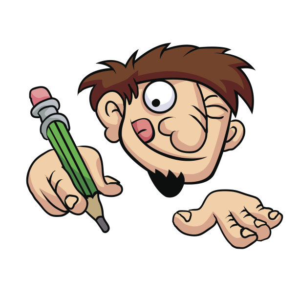 一个男孩在白色背景上写字的插图图片下载