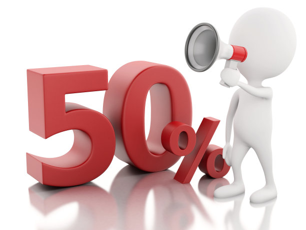 3d白人的百分号。折扣的概念图片下载