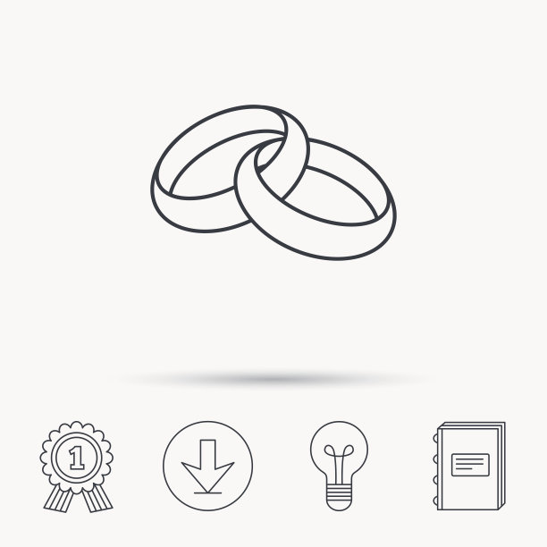 结婚戒指图标。新娘和新郎的珠宝。图片下载