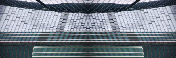 重制的多层办公大楼/摩天大楼的广角照片与结构玻璃。图片下载